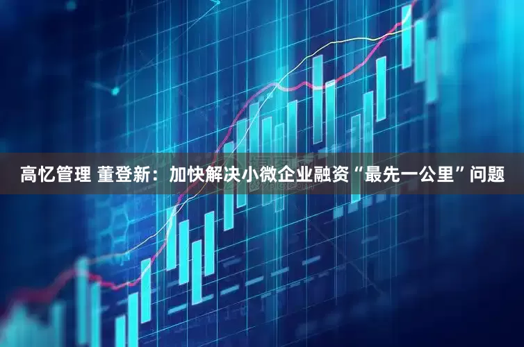 高忆管理 董登新：加快解决小微企业融资“最先一公里”问题
