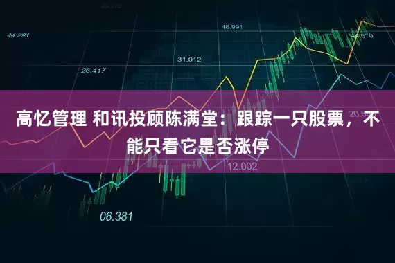 高忆管理 和讯投顾陈满堂：跟踪一只股票，不能只看它是否涨停